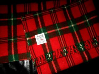 Vintage Faribo Red Tartan Plaid Wool Fringed Throw Blanket 52 " Faribault,  Mn Usa