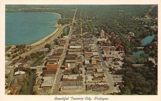 Traverse City Mi 1960 Aerial View Of City On Grand Traverse Bay 523
