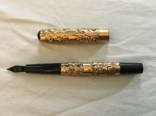 Gorgeous Victorian Antique Gold Filled Dip Pen 14kt 4 Nib - Estate Find