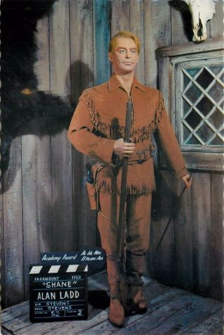 Alan Ladd Shane Statue Movie Star 4 " X6 " Postcard Movieland Wax Museum
