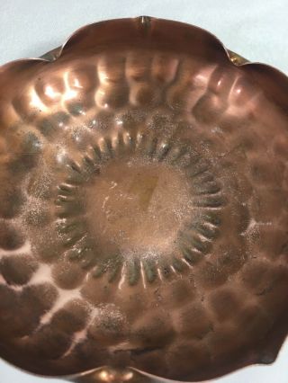 Gregorian Copper Hammered Small Flower Copper Pedestal Bowl 6 3/4”W x 2 3/8” 2