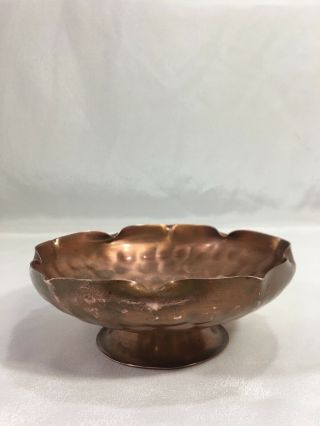 Gregorian Copper Hammered Small Flower Copper Pedestal Bowl 6 3/4”W x 2 3/8” 4