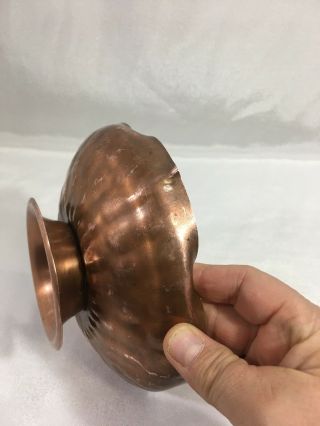 Gregorian Copper Hammered Small Flower Copper Pedestal Bowl 6 3/4”W x 2 3/8” 5