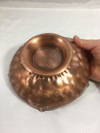 Gregorian Copper Hammered Small Flower Copper Pedestal Bowl 6 3/4”W x 2 3/8” 8