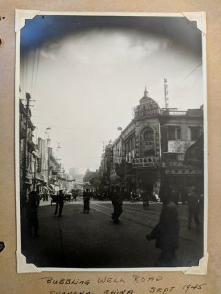 Shanghai China Chinese Bubbling Well Road Street Stores 1945 WWII Real Photo 5 2