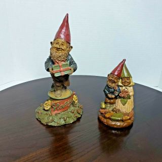 Tom Clark Gnome Happy & Bride & Groom Carved Wooden Figures - Vintage 80 