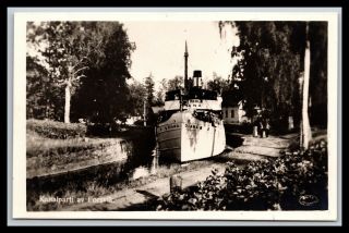 Forsvik Sweden Ship In Canal Named Diana Rppc Real Photo Postcard