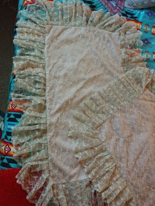 Mia Armand Of Beverly Hills (2) Vintage L Ecru Lace Boudoir Pillow Covers Shams