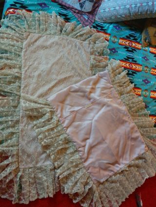 Mia Armand of Beverly Hills (2) Vintage L Ecru Lace Boudoir Pillow Covers Shams 8
