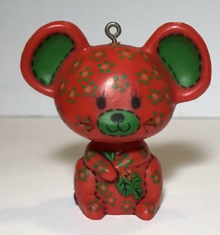 Vintage Hallmark Red Calico Mouse Ornament 1978 2 1/4” Tall