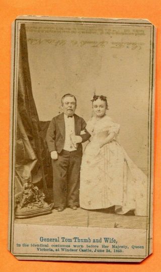 1865 Cdv Of General Tom Thumb And Wife By Anthony From A Matthew Brady Negative
