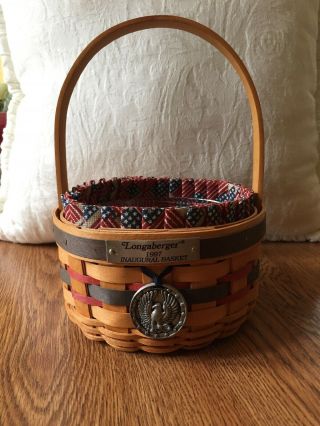 Longaberger 1997 Inaugural Basket With Patriotic Fabric Liner & Protector