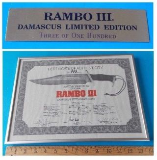 Framed Gil Hibben Rambo Iii Damascus Steel Bowie Knife 003 Of 100 Stidham