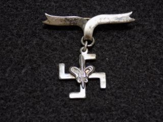 Antique 1923 Boy Scout Leader Type 5 " Thank You " Fylfot Medal Sterling Silver