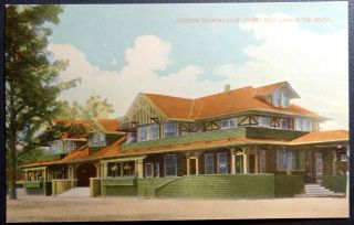 Postcard Houston Country Club - Advertising Railroads Chamber Of Commerce Texas