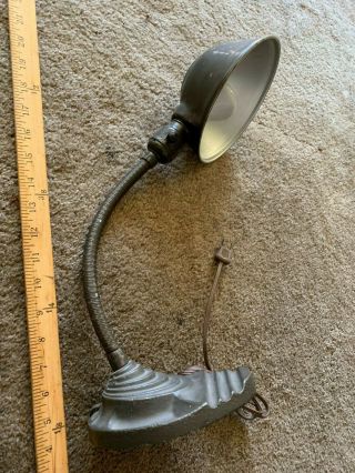 Vintage Eagle Cast Iron Gooseneck Desk Lamp Light Metal Shade Industrial