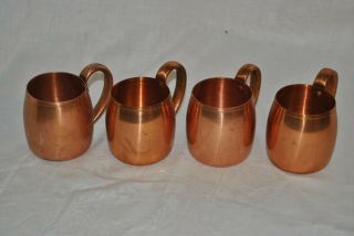 1950s - 60s Set Of 4 West Bend Aluminum Co.  Solid Copper Moscow Mule Mugs Rustic