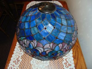 Vintage Tiffany Style Stained Glass Lamp Shade 16 "