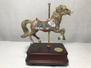 3 Carousel Horse San Francisco Music Box Co Western Legends Le Indian Brown