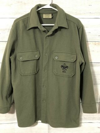 Boy Scouts Of America Bsa Green Wool Jac Shirt Small Jacket Discontinued Adult