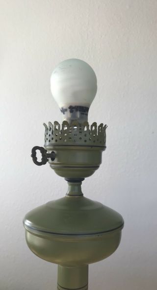 Vintage Green Table Lamp Stand Base With Old Fashioned Metal Key Knob Switch 2