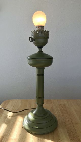 Vintage Green Table Lamp Stand Base With Old Fashioned Metal Key Knob Switch 3