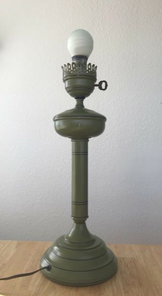 Vintage Green Table Lamp Stand Base With Old Fashioned Metal Key Knob Switch 4