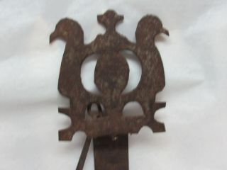 Antique Primitive BIRD Decorated Wrought Iron Metal Hanging Betty Lamp Whale Oil 5