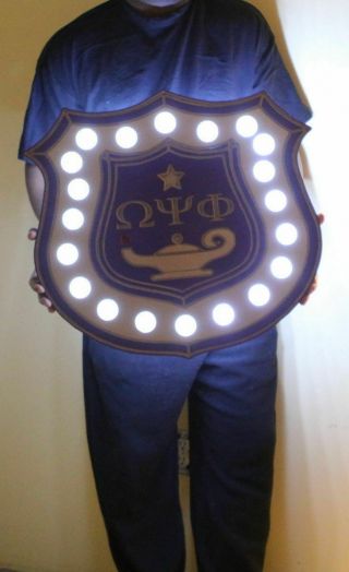 Omega Psi Phi Fraternity - Lighted 24 " (inch) Carved Inner Shield (painted)