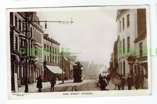Postcard Swindon High Street Wiltshire Note Tram Real Photo Vintage 1908