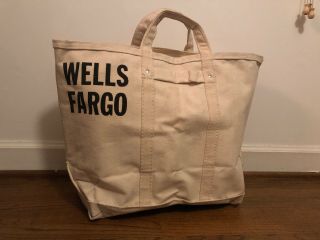 Wells Fargo Large Zippered Heavy Duty Canvas Money Bag Armored Car Pickup Rare