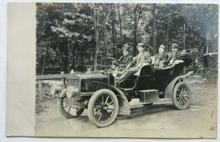 Rppc Real Photo Postcard Vintage Antique Automobile Car Four Men Sitting