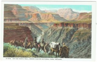On The Tonto Trail Grand Canyon National Park Arizona Fred Harvey Postcard