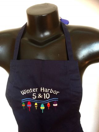 Winter Harbor 5 And 10 Embroidered Popcicles Navy Apron By Big Accessories