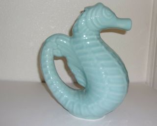 Blue Ceramic Seahorse Water Pitcher By Destinos Made In Portugal