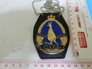 Northern Territory Pol Badge On Neck Holder & Chain & Rare