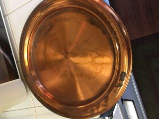 Stunning Vintage Copper Round 12.  75 Inch Serving Tray