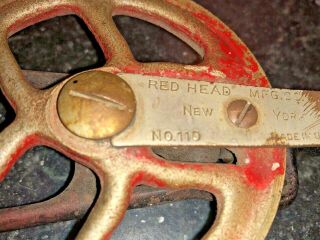 Vintage Antique Hand Crank Drill Made In Usa York,  Red Head