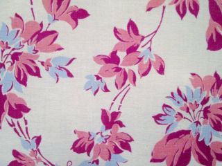 Vtg Feedsack Full 30s Cotton Fabric Antique Mauve Burgundy Pink Flowers Blue