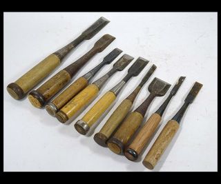Japanese Chisel Nomi Set Of 9 Carpentry Tool Japan Blade