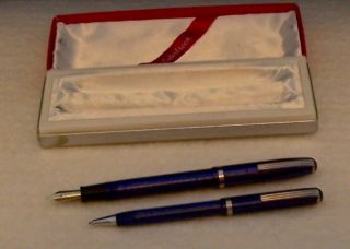 Esterbrook Model Sj Fountain Pen & Pencil,  C.  1950s,  Cobalt Blue