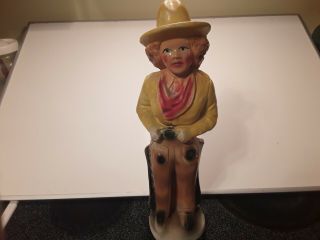 Vintage Chalkware,  16 " High Cowgirl,  Very Bright Colors,  In