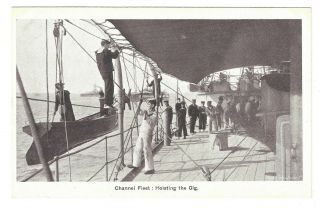 Sailors Channel Fleet: Hoisting Gig Postcard Military Royal Navy England