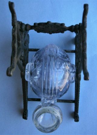 Antique Snail Glass and Cast Iron Tilting Revolving Inkwell with Marine Motif 5
