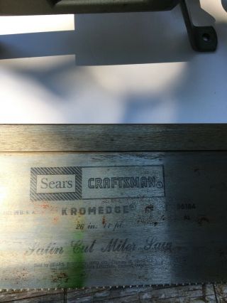 VINTAGE SEARS CRAFTSMAN HAND MITER BOX WITH 26 INCH KROMEDGE BLADE 6