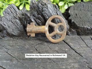 Old Rare Vintage Antique Civil War Relic Skeleton Key Recovered Richmond Va.