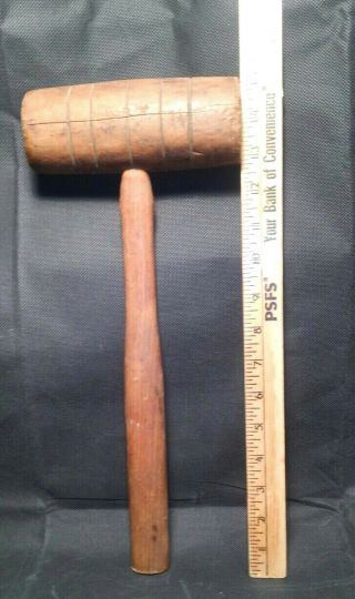 Antique Wood Mallet • Wooden Vintage Woodworking Hammer • Carpenter Tools ☆usa