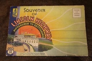 Lincoln Highway Pittsburgh To Gettysburg Pennsylvania Souvenir Fold - Out Postcard