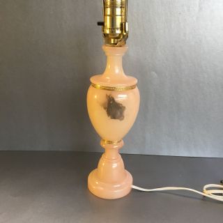 Mauro Pietroni Peach Alabaster Marble Antique Table Lamp Vintage Italy