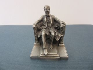 Vintage 1958 Huston Pewter President Lincoln Statue Sitting By P.  W.  Baston 900